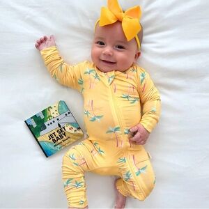 Basically Soho Miami Palm Tree Yellow Zippered Romper